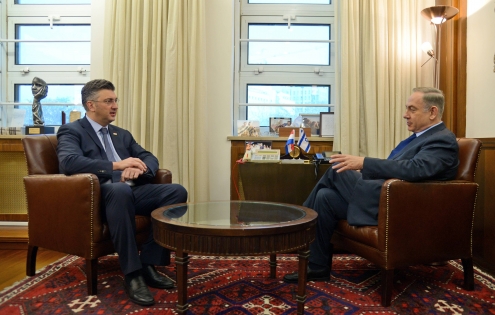 ראש הממשלה בנימין נתניהו עם ראש ממשלת קרואטיה אנדריי פלנקוביץ'. צילום: חיים צח/לע"מ