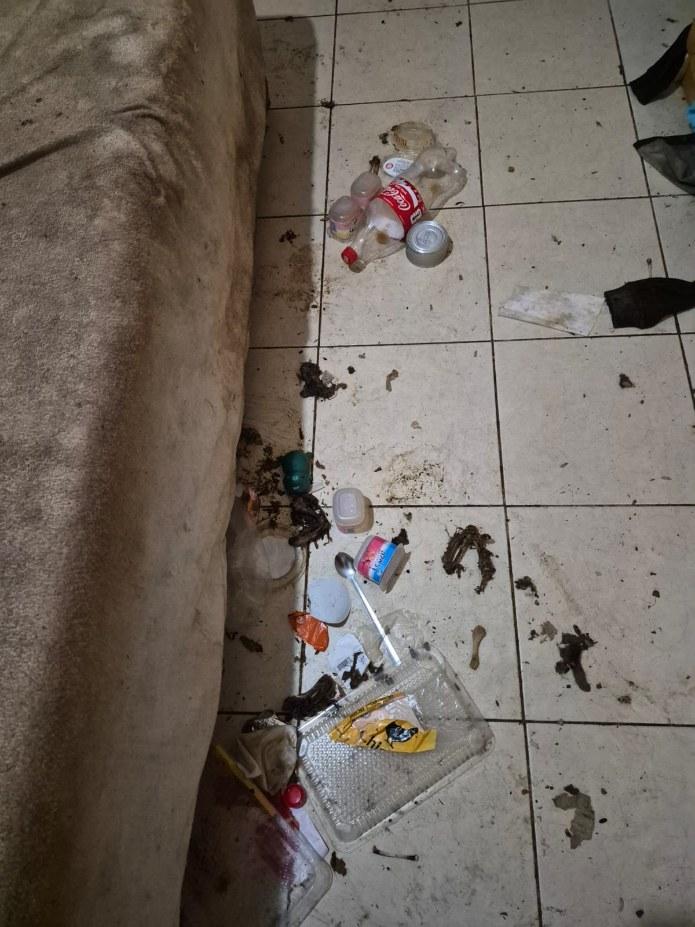 תנאי התברואה שנחשפו בדירה בחיפה. צילום: משרד החקלאות וביטחון המזון