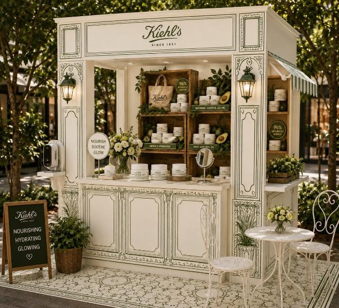 הפופ אפ של Kiehl’s בקניון עופר רמת אביב. הדמיה להמחשה בלבד