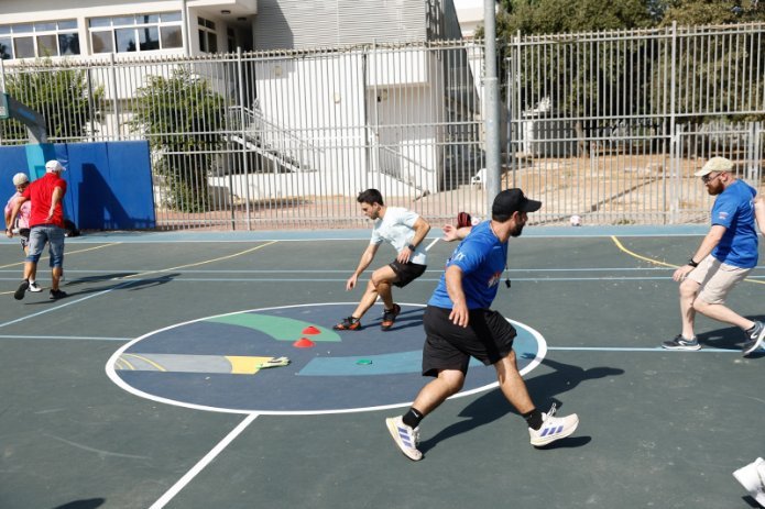 אימון משותף על המגרש בפתיחת הכנס