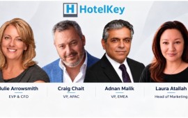 HotelKey מודיעה על ארבעה מינויים בהנהלה הבכירה לקידום הצמיחה הגלובלית משמאל לימין: ג'ולי ארוסמית', קרייג צ'ייט, עדנאן מאליק ולורה עטאללה | צילום: HotelKey