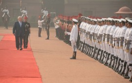 נשיא המדינה בטקס קבלת הפנים בארמון הנשיא ההודי. צילום: מארק ניימן/לע
