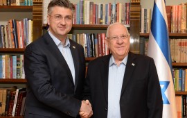 נשיא המדינה קיים היום פגישת עבודה מדינית עם ראש ממשלת קרואטיה צילום: מארק ניימן/ לע