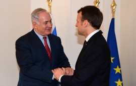 פגישת ראש הממשלה בנימין נתניהו עם נשיא צרפת בדאבוס, שוויץ. (צילום :עמוס בן גרשום לע''מ)